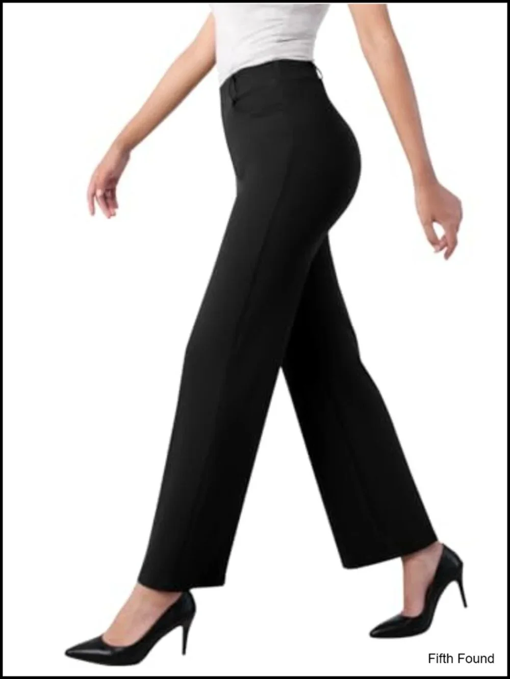 High Rise Wide Leg Work Pants with Pockets Stretchy Business Casual Slacks